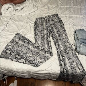 Fashion Nova Snake Skin Print Flare Stretch Pants
